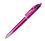 Penna sfera a scatto 4 Colori Smooth - 1.0 mm - fusto rosa - Bic - conf. 12 pezzi