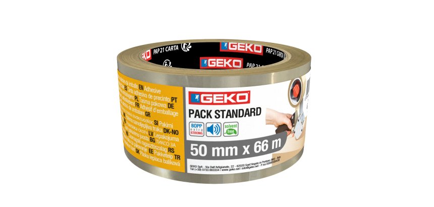 Nastro adesivo - 5 cm x 66 m - PLP - standard - trasparente - Geko