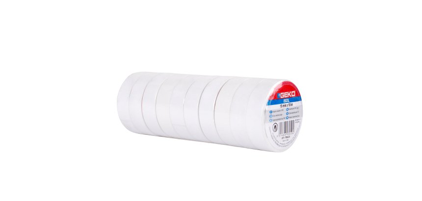 Nastro adesivo isolante - 15mm x 10 m - PVC - bianco - Geko