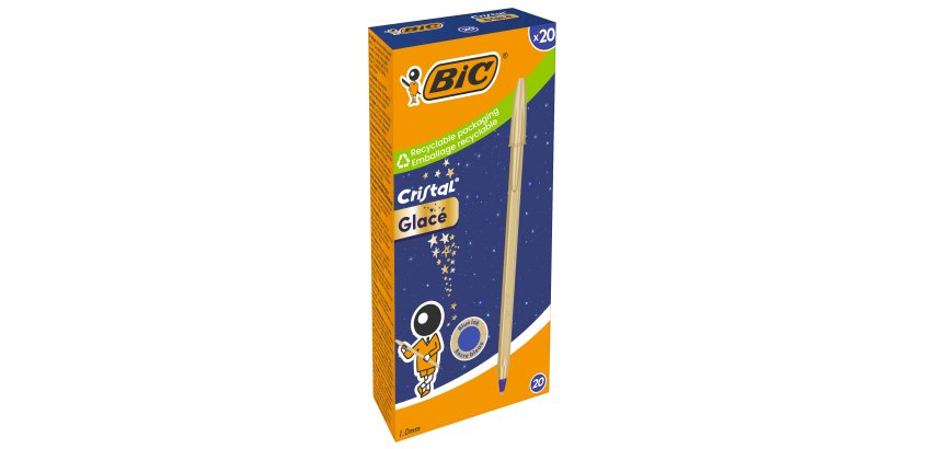 Penna sfera Cristal Glacè - 1.0 mm - fusto oro - Bic - conf. 20 pezzi