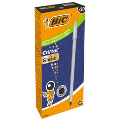 Penna sfera Cristal Glacè - 1.0 mm - inchiostro nero - fusto argento - Bic - conf. 20 pezzi