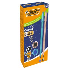 Penna sfera Cristal Glacè - 1.0 mm - fusto blu e rosa - Bic - conf. 20 pezzi