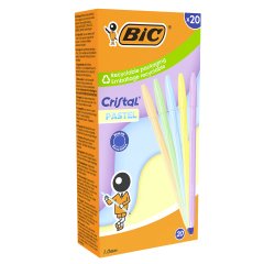 Penna sfera Cristal Pastel - 1.0 mm - fusto colori assortiti - Bic - conf. 20 pezzi