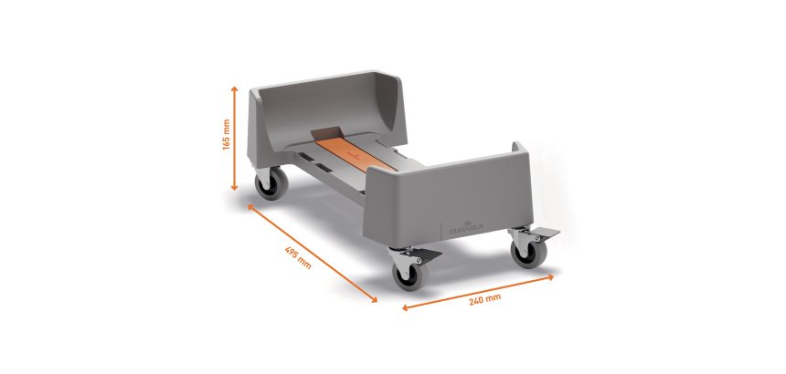 Carrello rettangolare per bidoni DURABIN da 60L - 4 ruote - 24 × 16,5 × 49,5 cm - rPP - Durable