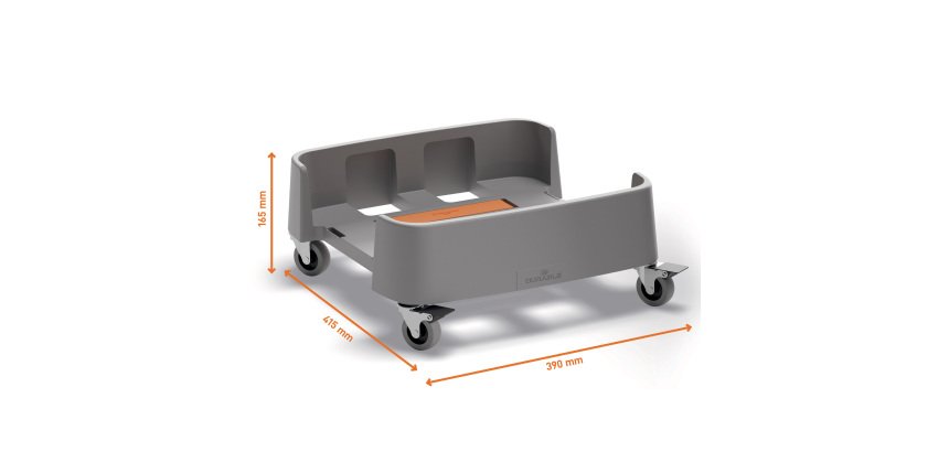 Carrello quadrato per bidoni DURABIN da 90L - 4 ruote - 39 × 16,5 × 41,5 cm - rPP - Durable