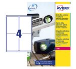 Etichette adesive L4774 - in poliestere - laser - permanenti - 99,1 x 139 mm - 4 et/fg - 8 fogli - bianco - Avery