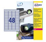 Etichette adesive L6009 - in poliestere - laser - permanenti - 45,7 x 21,2 mm - 48 et/fg - 20 fogli - argento - Avery