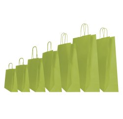 Shopper Twisted - maniglie cordino - 14 x 9 x 20 cm - carta kraft - verde fagiolo - Mainetti Bags - conf. 25 pezzi