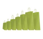 Shopper Twisted - maniglie cordino - 18 x 8 x 24 cm - carta kraft - verde fagiolo - Mainetti Bags - conf. 25 pezzi