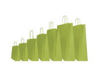 Shopper Twisted - maniglie cordino - 18 x 8 x 24 cm - carta kraft - verde fagiolo - Mainetti Bags - conf. 25 pezzi
