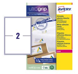 Etichette adesive L7168 - in carta - angoli arrotondati - laser - permanenti - 199,6 x 143,5 mm - 2 et/fg - 15 fogli - bianco - Aver y