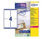 Etichette adesive L7169 - in carta - angoli arrotondati - laser - permanenti - 99,1 x 139 mm - 4 et/fg - 15 fogli - bianco - Avery