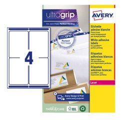 Etichette adesive L7169 - in carta - angoli arrotondati - laser - permanenti - 99,1 x 139 mm - 4 et/fg - 15 fogli - bianco - Avery