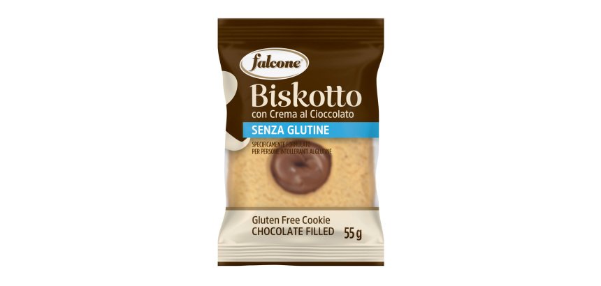 Biscotti farciti linea Biskotti -  cioccolato - monoporzione da 55 gr - Falcone