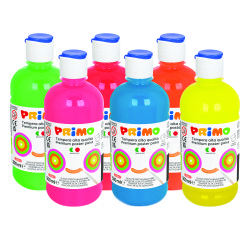 Tempera brillante perlata - 500ml - colori fluo assortiti - Primo - box 6 colori