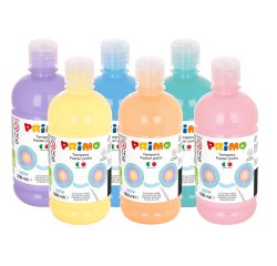 Tempera brillante perlata - 500ml - colori pastel assortiti - Primo - box 6 colori
