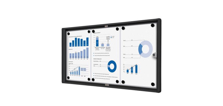 Indoor Lockable Showcase Economy Black 3x A4
