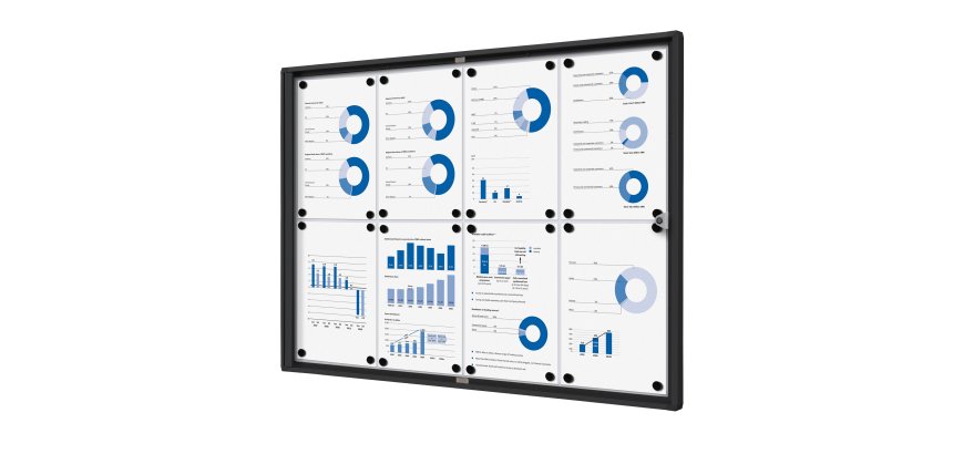 Indoor Lockable Showcase Economy Black 8x A4
