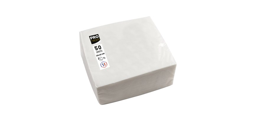 Tovaglioli cocktail - 2 veli - 20 x 20 cm - carta - bianco - Pro Nappe - conf. 50 pezzi
