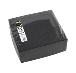 Tovaglioli cocktail - 2 veli - 20 x 20 cm - carta - nero - Pro Nappe - conf. 50 pezzi