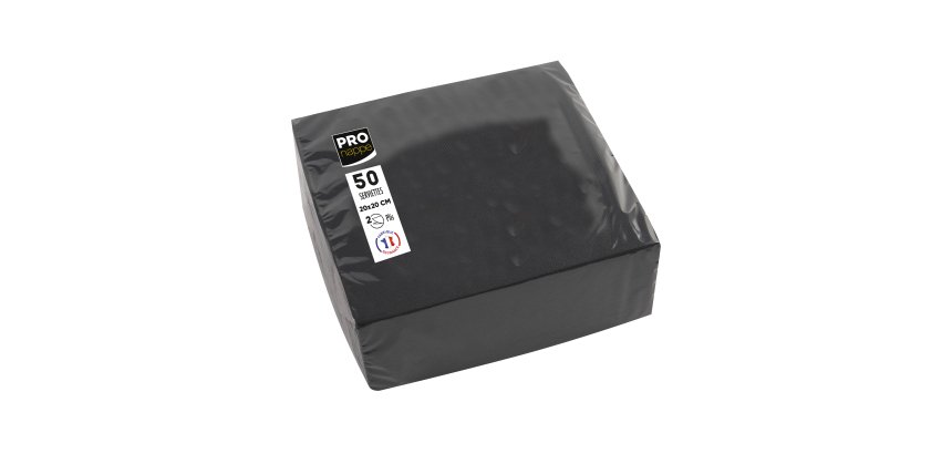 Tovaglioli cocktail - 2 veli - 20 x 20 cm - carta - nero - Pro Nappe - conf. 50 pezzi