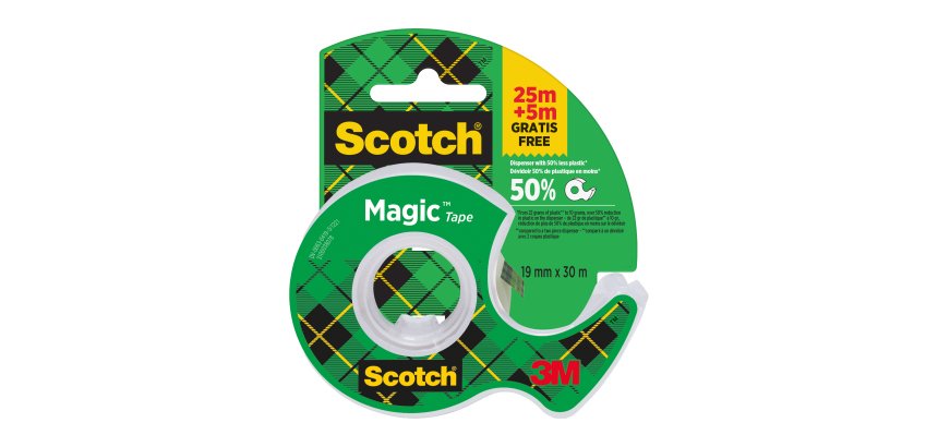 Nastro adesivo in chiocciola Magic 810 - 19 mm x 25m + 5m gratis - acrilico - trasparente - Scotch