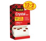 Nastro adesivo Scotch Crystal 600 - 19 mm x 33 m - acrilico - trasparente - Scotch - Value Pack 12+2 rotoli