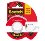 Nastro adesivo  in chiocciola Crystal 600 - 19 mm x 25 m + 5m gratis - acrilico - trasparente - Scotch