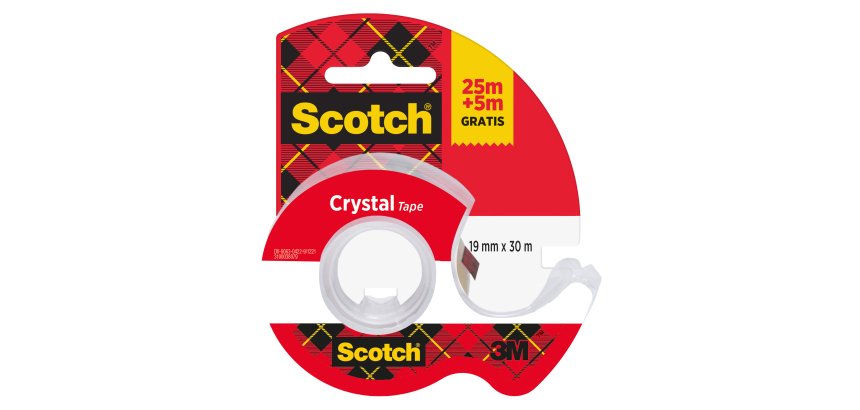 Nastro adesivo  in chiocciola Crystal 600 - 19 mm x 25 m + 5m gratis - acrilico - trasparente - Scotch
