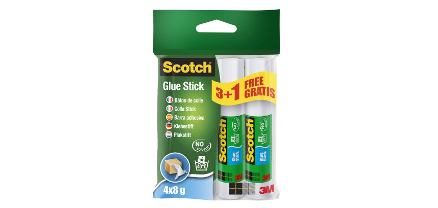 Colla stick - permanente - 8 gr - Scotch - Promo pack 3+1 pezzi