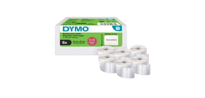 Rotolo 320 etichette LW 2234188 - 54 x 70 mm - carta - multiuso - bianco - Dymo - value pack 6 pezzi