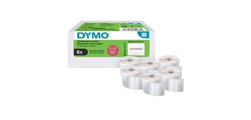 Rotolo 320 etichette LW 2234188 - 54 x 70 mm - carta - multiuso - bianco - Dymo - value pack 6 pezzi
