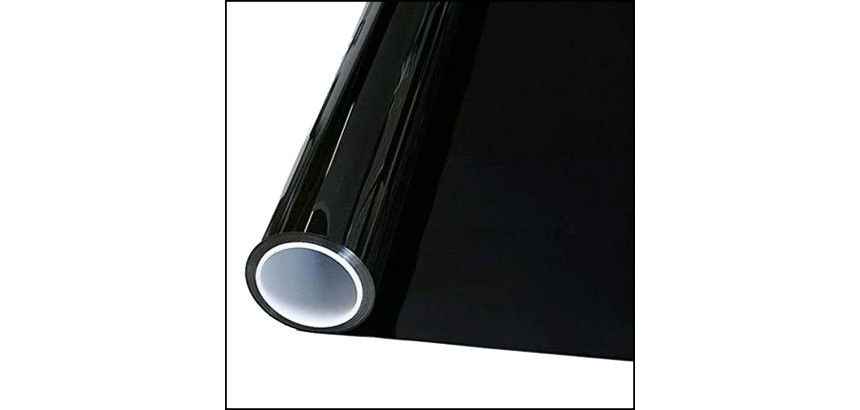 Pellicola adesiva - 50 cm x 10 m - protezione UV alta - trasparenza medio bassa -  riflettente/nero - Patifix