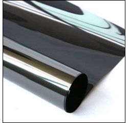 Pellicola adesiva - 50 cm x 10 m - protezione UV medio/alta - trasparenza medio bassa -  riflettente/nero - Patifix