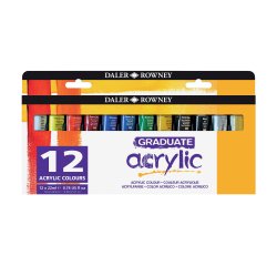 Colore acrilico fine Graduate - 22 ml - colori assortiti - Daler Rowney - 12 pezzi