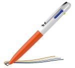 Penna a sfera Take 4 - punta media - 4 colori - fusto arancione fluo - Schneider