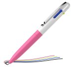 Penna a sfera Take 4 - punta media - 4 colori - fusto rosa fluo - Schneider