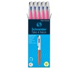 Penna a sfera Take 4 - punta media - 4 colori - fusto rosa fluo - Schneider