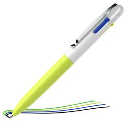 Penna a sfera Take 4 - punta media - 4 colori - fusto giallo fluo - Schneider