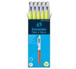 Penna a sfera Take 4 - punta media - 4 colori - fusto giallo fluo - Schneider