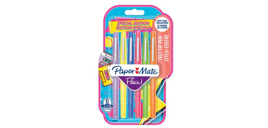 Pennarello Flair Nylon - punta feltro - 1,10mm - colori assortiti Retrò - Papermate - conf. 6 pezzi
