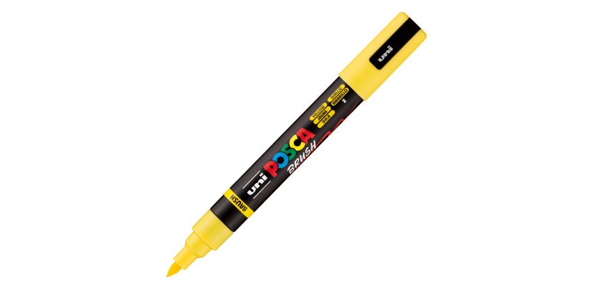 Marcatore a base d'acqua Uni Posca PC5MBR - punta brush 1.0 - 4.0mm - giallo  - Uni Mitsubishi