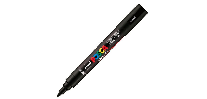 Marcatore a base d'acqua Uni Posca PC5MBR - punta brush 1.0 - 4.0mm - nero - Uni Mitsubishi