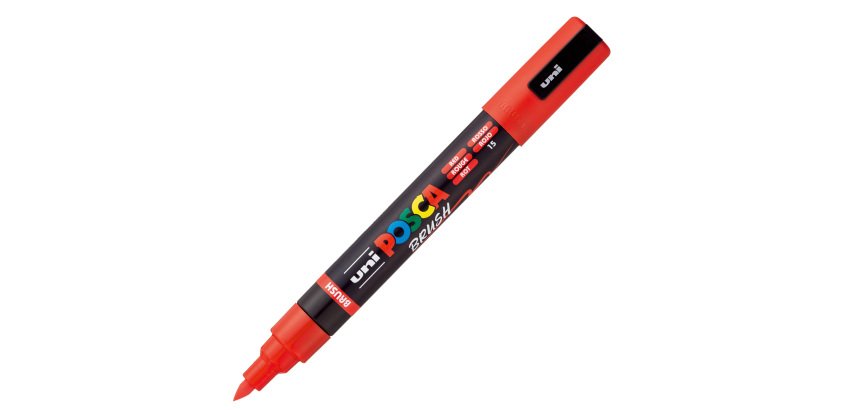 Marcatore a base d'acqua Uni Posca PC5MBR - punta brush 1.0 - 4.0mm - rosso - Uni Mitsubishi