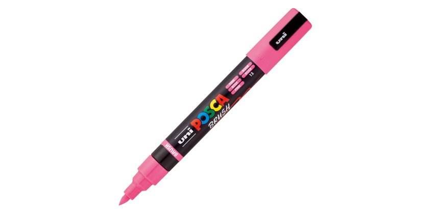 Marcatore a base d'acqua Uni Posca PC5MBR - punta brush 1.0 - 4.0mm - rosa - Uni Mitsubishi