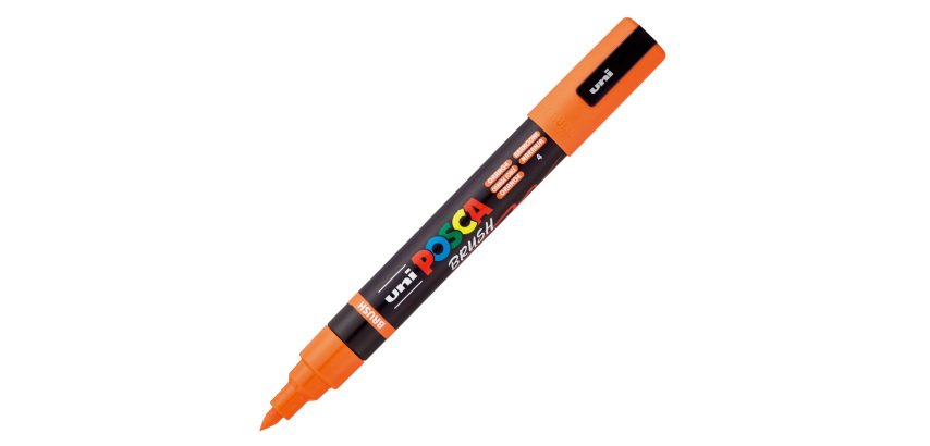 Marcatore a base d'acqua Uni Posca PC5MBR - punta brush 1.0 - 4.0mm - arancione  - Uni Mitsubishi
