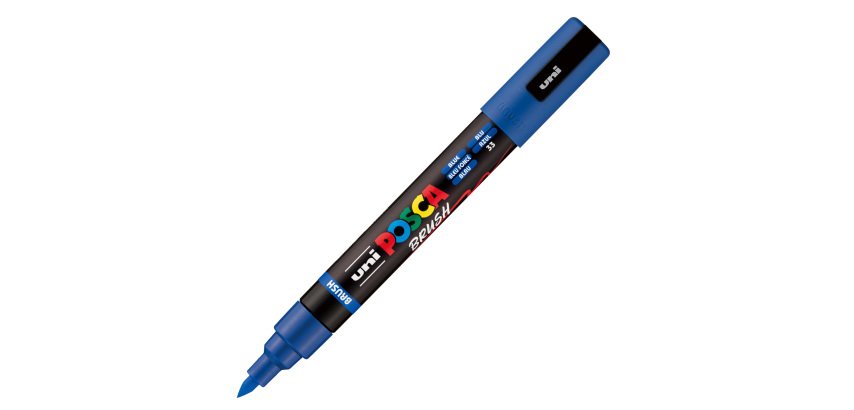 Marcatore a base d'acqua Uni Posca PC5MBR - punta brush 1.0 - 4.0mm - blu  - Uni Mitsubishi
