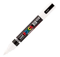 Marcatore a base d'acqua Uni Posca PC5MBR - punta brush 1.0 - 4.0mm - bianco  - Uni Mitsubishi