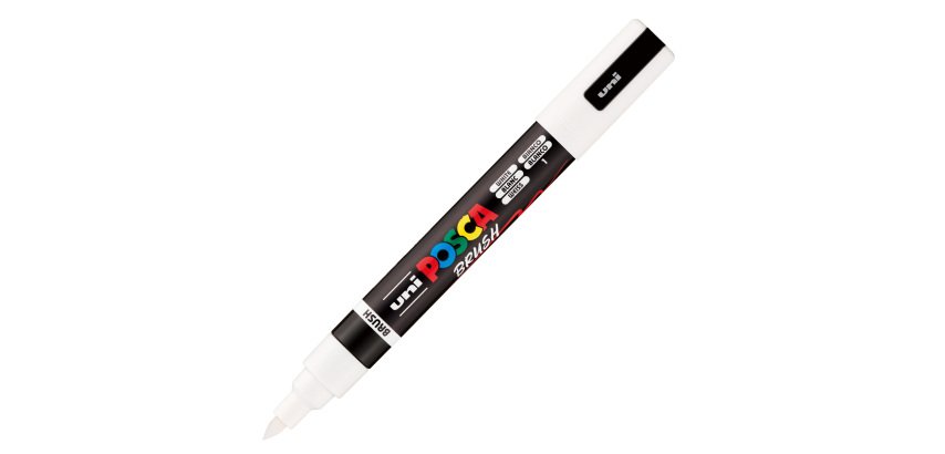 Marcatore a base d'acqua Uni Posca PC5MBR - punta brush 1.0 - 4.0mm - bianco  - Uni Mitsubishi