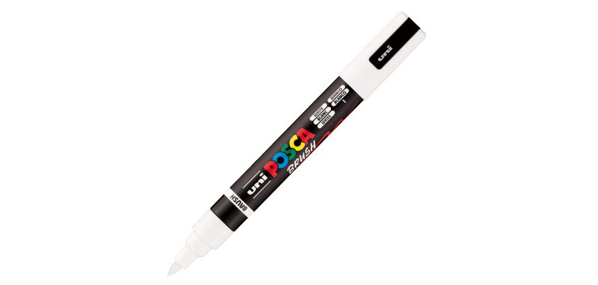 Marcatore a base d'acqua Uni Posca PC5MBR - punta brush 1.0 - 4.0mm - bianco  - Uni Mitsubishi